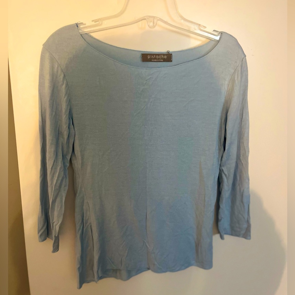 Pistache Made in Italy Light Blue Top (Size: S)